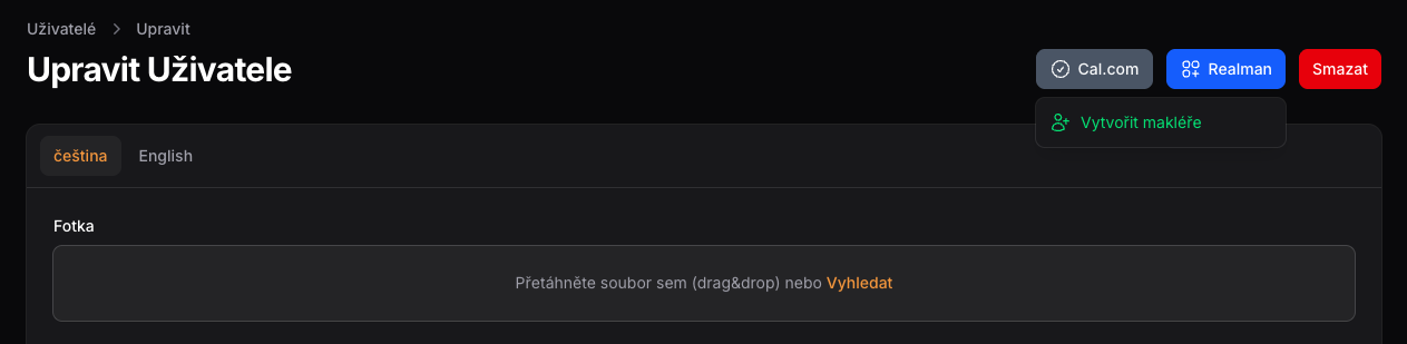 Akce Vytvořit makléře